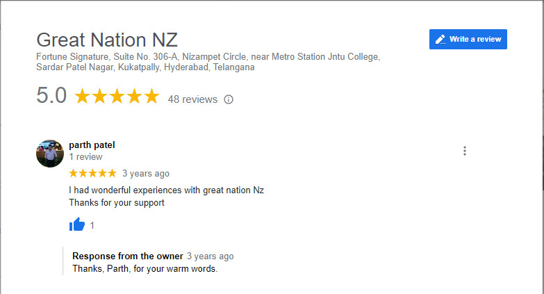 Parth Patel gives us 5 stars on Google Reviews