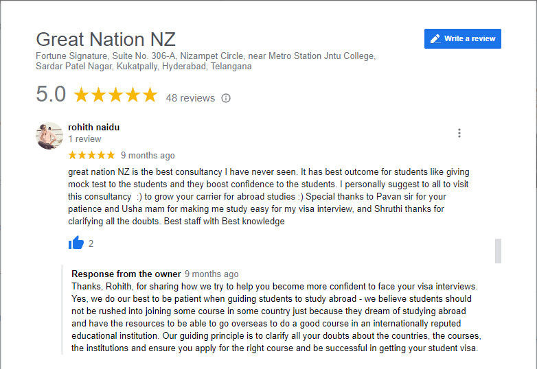 Rohith Naidu rates us 5 stars on Google Reviews