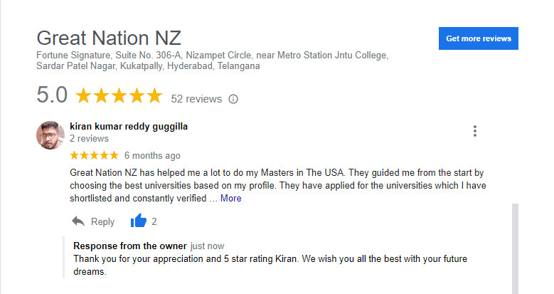 Kiran Kumar Reddy Guggilla rates us 5 stars on Google Reviews