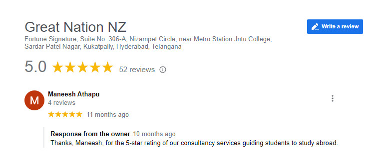 Maneesh Athapu rates us 5 stars on Google Reviews.