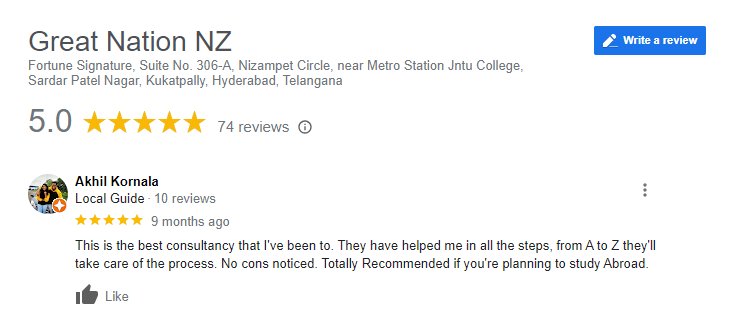 Akhil Kornala rates us 5 stars on Google Reviews