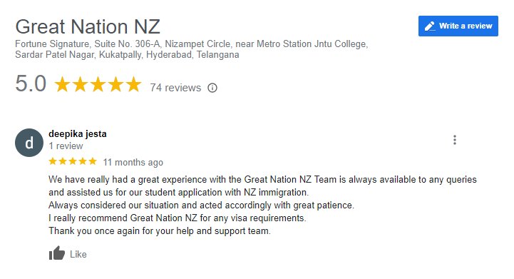 Deepika Jesta rates us 5 stars on Google Reviews