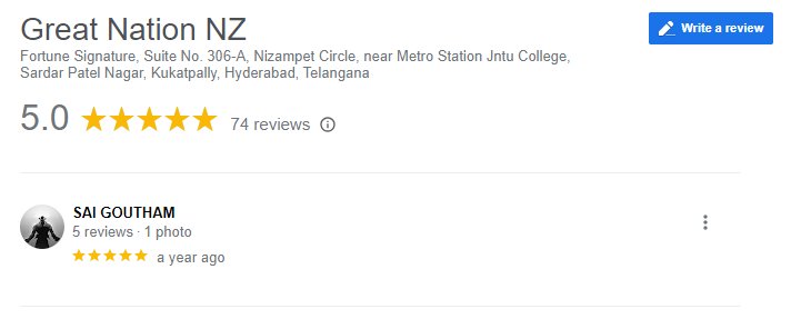 Sai Goutham rates us 5 stars on Google Reviews