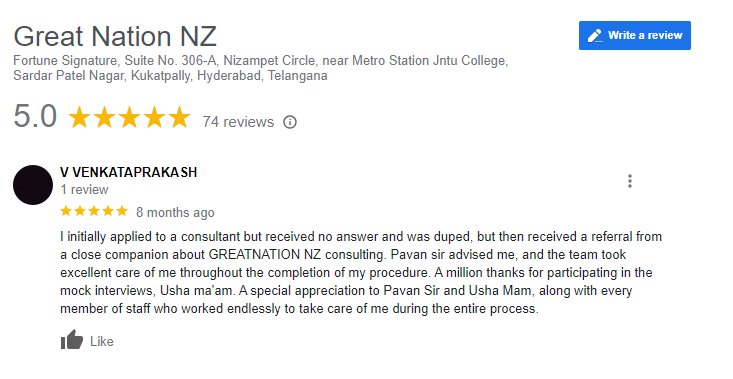 Venkataprakash V rates us 5 stars on Google Reviews